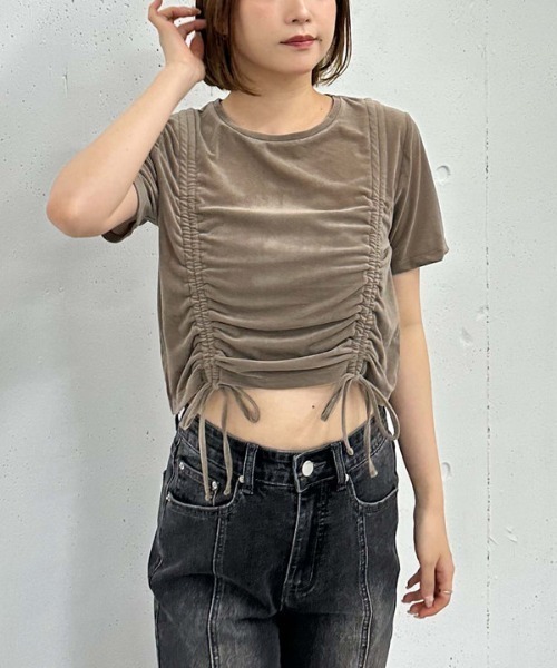 archives(アルシーヴ)の「ベロアドロストTEE(Tシャツ/カットソー・レディース・アイボリー/ネイビー/モカ・MEDIUM)」の4枚目の写真