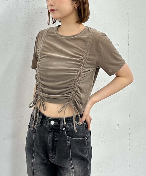 archives(アルシーヴ)の「ベロアドロストTEE(Tシャツ/カットソー・レディース・アイボリー/ネイビー/モカ・MEDIUM)」の6枚目の写真