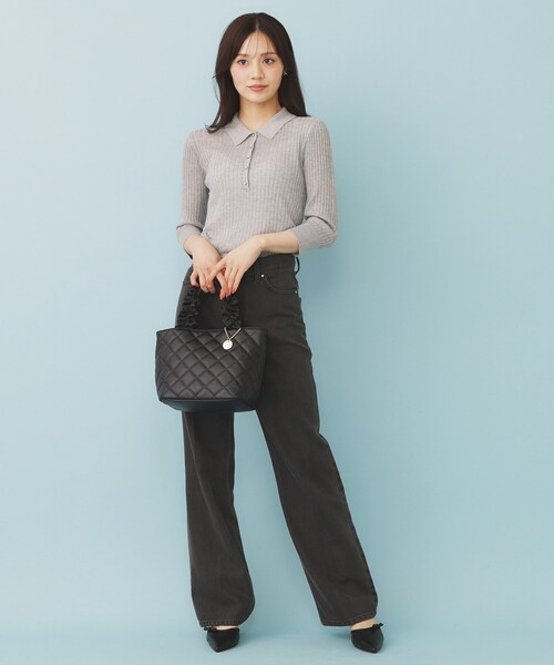 index（インデックス）の「シアーリブ衿付きニット【洗濯機洗い可/抗ピル】（ニット/セーター・レディース・グレー/グリーン/ブラック・36/40/38）」の17枚目の写真