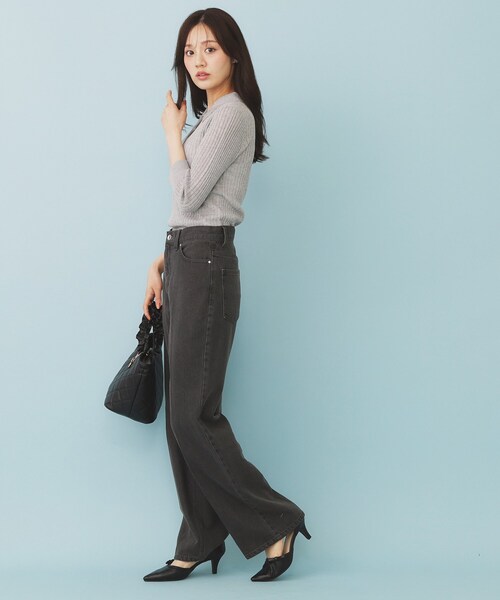 index（インデックス）の「シアーリブ衿付きニット【洗濯機洗い可/抗ピル】（ニット/セーター・レディース・グレー/グリーン/ブラック・36/40/38）」の18枚目の写真