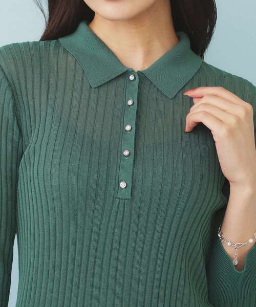 index（インデックス）の「シアーリブ衿付きニット【洗濯機洗い可/抗ピル】（ニット/セーター・レディース・グレー/グリーン/ブラック・36/40/38）」の13枚目の写真