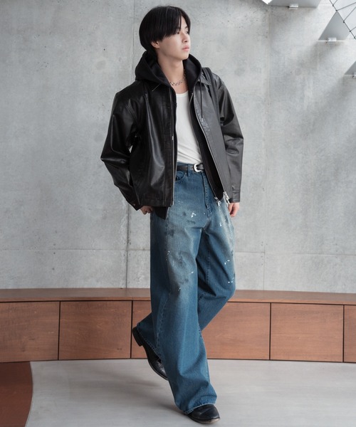 今期新品⭐︎ HUMS｜デニムコンビジップブルゾン  hughug Seam line zip blouson / シームラインジップブルゾン（ブルゾン