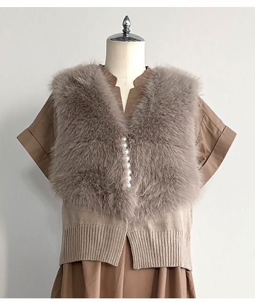 GALENA/ガレナ】パール釦ショートファーベスト（ベスト）｜GALENA