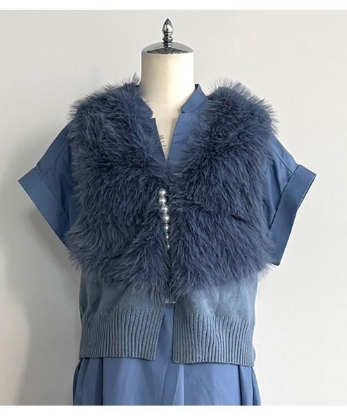 GALENA/ガレナ】パール釦ショートファーベスト（ベスト）｜GALENA