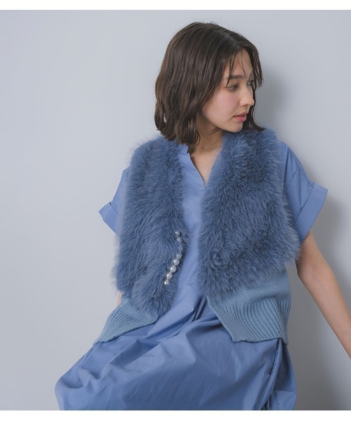 GALENA/ガレナ】パール釦ショートファーベスト（ベスト）｜GALENA