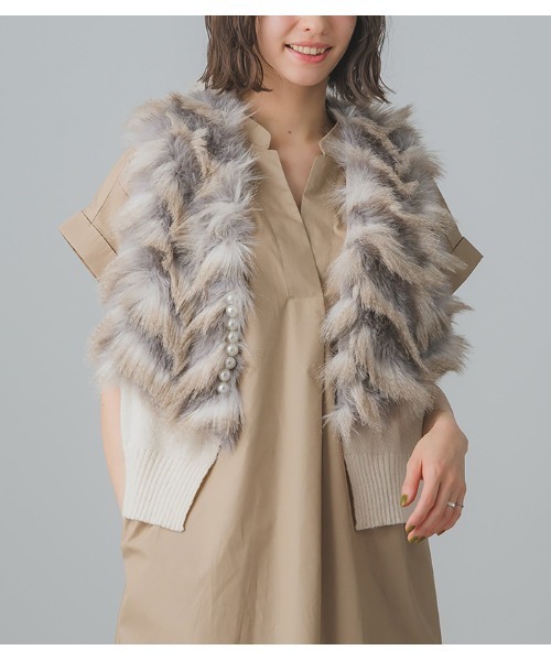 GALENA（ガレナ）の「【GALENA/ガレナ】パール釦ショートファーベスト（ベスト・レディース・ブルー/ピンク/ブラウン/ホワイト/グレー/ベージュ/ベージュ系その他/ホワイト系その他/キャメル/ブラック・FREE）」の15枚目の写真