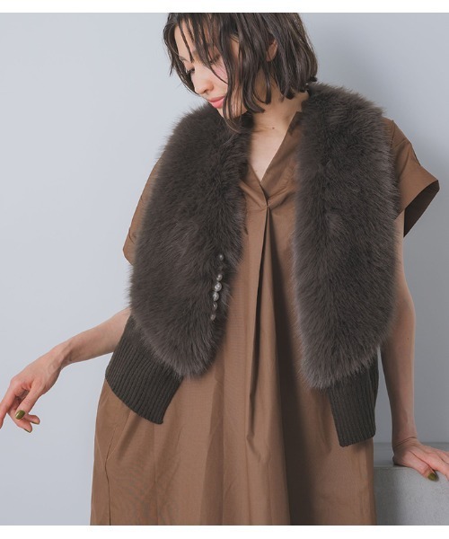 GALENA/ガレナ】パール釦ショートファーベスト（ベスト）｜GALENA