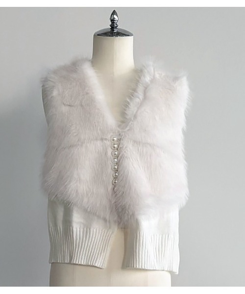 新品未使用　☆ガレナ☆　パール付きファーニットベスト 新品未使用 ☆ガレナ☆ パール付きファーニットベスト ベスト 「GALENA