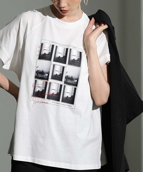 Sawa a la mode(サワアラモード)の「多機能グラフィックプリントTシャツ(Tシャツ/カットソー・レディース・オフホワイト/ブラウン・FREE)」の2枚目の写真