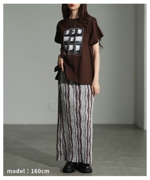 Sawa a la mode(サワアラモード)の「多機能グラフィックプリントTシャツ(Tシャツ/カットソー・レディース・オフホワイト/ブラウン・FREE)」の8枚目の写真