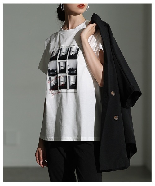 Sawa a la mode(サワアラモード)の「多機能グラフィックプリントTシャツ(Tシャツ/カットソー・レディース・オフホワイト/ブラウン・FREE)」の16枚目の写真