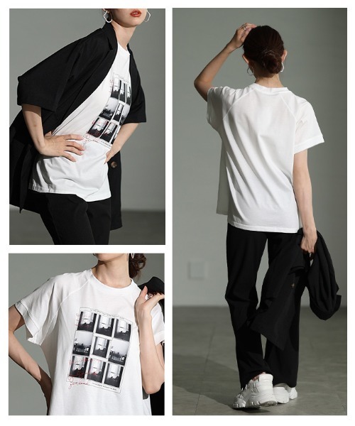 Sawa a la mode(サワアラモード)の「多機能グラフィックプリントTシャツ(Tシャツ/カットソー・レディース・オフホワイト/ブラウン・FREE)」の18枚目の写真