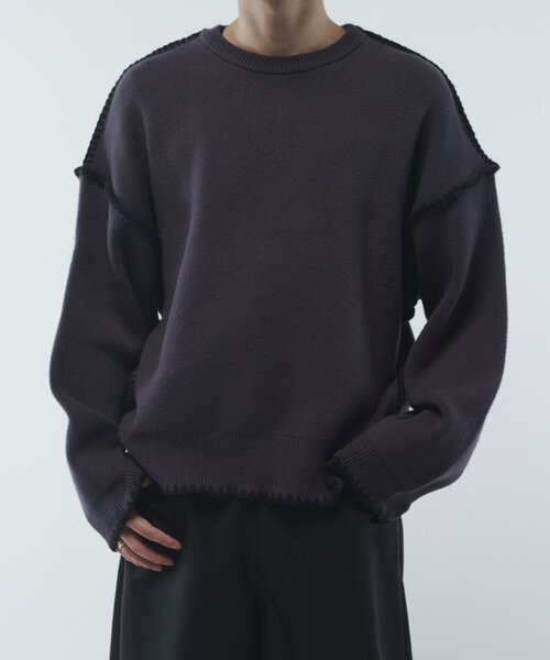 Lui's(ルイス)の「クラフトステッチクルーネックニット(ニット/セーター・メンズ・ホワイト/ブラック/グレー・FREE)」の21枚目の写真