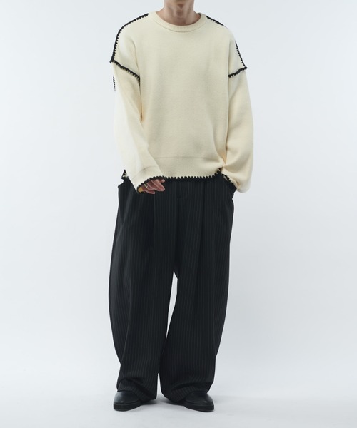 Lui's(ルイス)の「クラフトステッチクルーネックニット(ニット/セーター・メンズ・ホワイト/ブラック/グレー・FREE)」の11枚目の写真