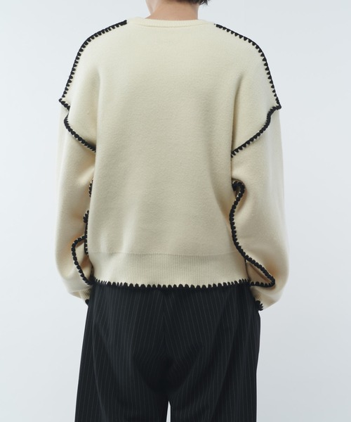 Lui's(ルイス)の「クラフトステッチクルーネックニット(ニット/セーター・メンズ・ホワイト/ブラック/グレー・FREE)」の10枚目の写真