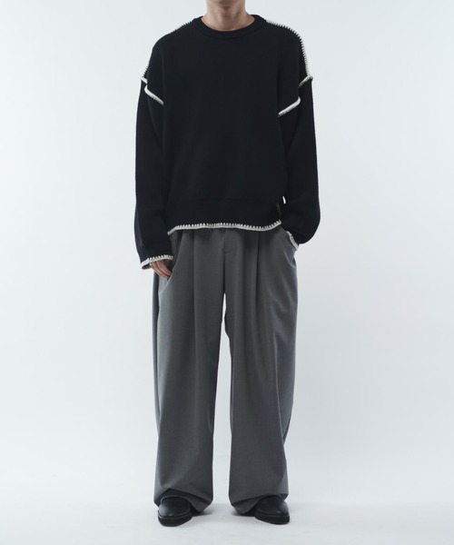 Lui's(ルイス)の「クラフトステッチクルーネックニット(ニット/セーター・メンズ・ホワイト/ブラック/グレー・FREE)」の15枚目の写真