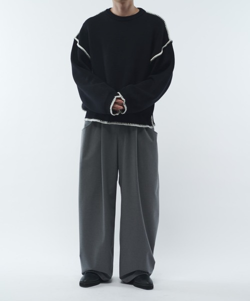 Lui's(ルイス)の「クラフトステッチクルーネックニット(ニット/セーター・メンズ・ホワイト/ブラック/グレー・FREE)」の16枚目の写真