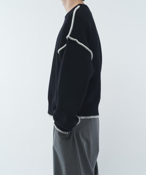 Lui's(ルイス)の「クラフトステッチクルーネックニット(ニット/セーター・メンズ・ホワイト/ブラック/グレー・FREE)」の13枚目の写真