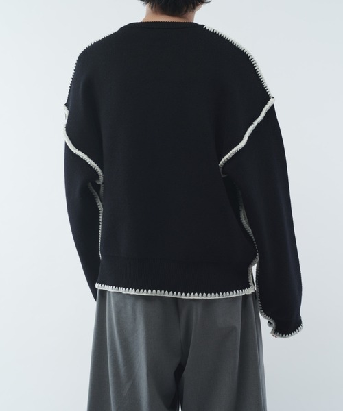 Lui's(ルイス)の「クラフトステッチクルーネックニット(ニット/セーター・メンズ・ホワイト/ブラック/グレー・FREE)」の14枚目の写真