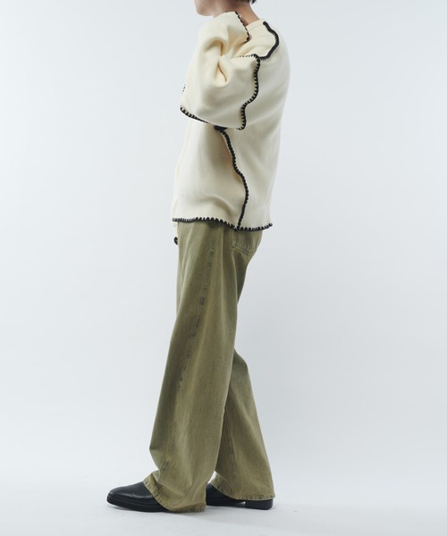 Lui's(ルイス)の「クラフトステッチクルーネックニット(ニット/セーター・メンズ・ホワイト/ブラック/グレー・FREE)」の8枚目の写真