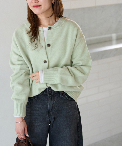 セール】ウールカシミヤ2WAYクルーネックカーディガン（カーディガン