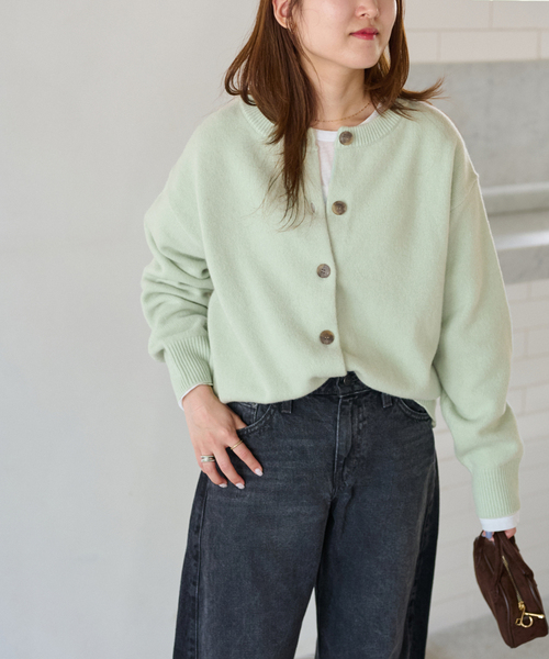 25AW新作］ウールカシミヤ2WAYクルーネックカーディガン（カーディガン