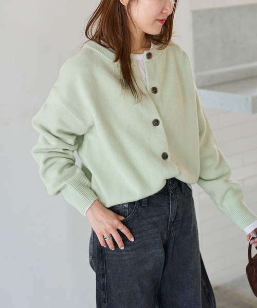 25AW新作］ウールカシミヤ2WAYクルーネックカーディガン（カーディガン