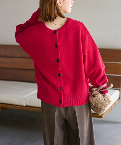 ウールカシミヤ2WAYクルーネックカーディガン（カーディガン/ボレロ