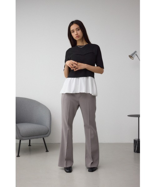 AZUL by moussy（アズールバイマウジー）の「VENUSフレアパンツ（スラックス・レディース・ボルドー/杢グレー/アイボリー/ブラック・MEDIUM/LARGE/SMALL）」の13枚目の写真