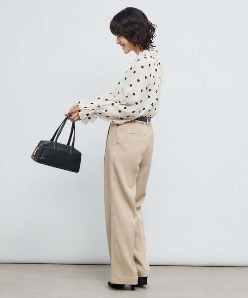 ウォッシャブルピンタックドットプリントブラウス（シャツ/ブラウス