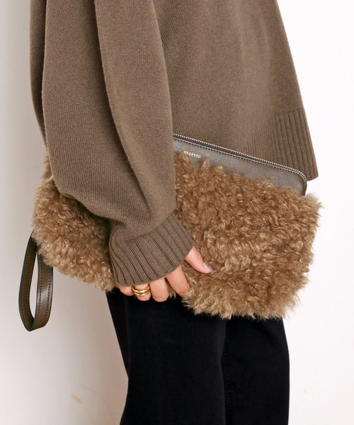 ORSETTO（オルセット）の「【ORSETTO/オルセット】Boa Clutch Bag（クラッチバッグ・レディース・キャメル・FREE）」の6枚目の写真