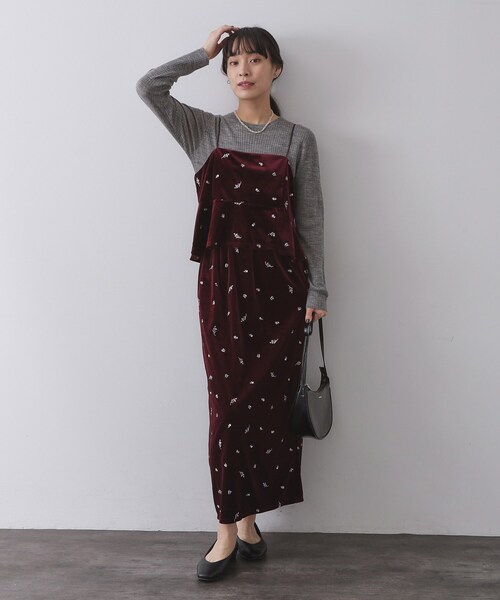 OPAQUE.CLIP（オペークドットクリップ）の「ベロアナロースカート/セットアップ対応可【洗濯機OK】（スカート・レディース・ブラック/ブラウン系1/ワイン系1・40/42/38）」の11枚目の写真