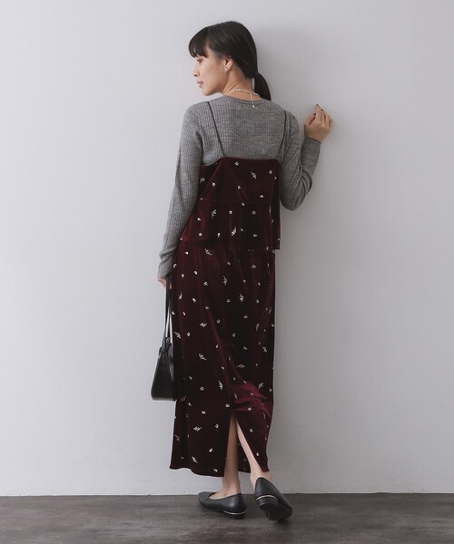 OPAQUE.CLIP（オペークドットクリップ）の「ベロアナロースカート/セットアップ対応可【洗濯機OK】（スカート・レディース・ブラック/ブラウン系1/ワイン系1・40/42/38）」の13枚目の写真