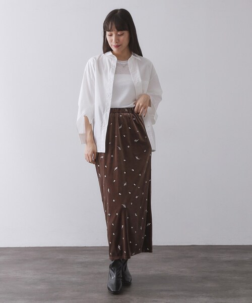 OPAQUE.CLIP（オペークドットクリップ）の「ベロアナロースカート/セットアップ対応可【洗濯機OK】（スカート・レディース・ブラック/ブラウン系1/ワイン系1・40/42/38）」の17枚目の写真