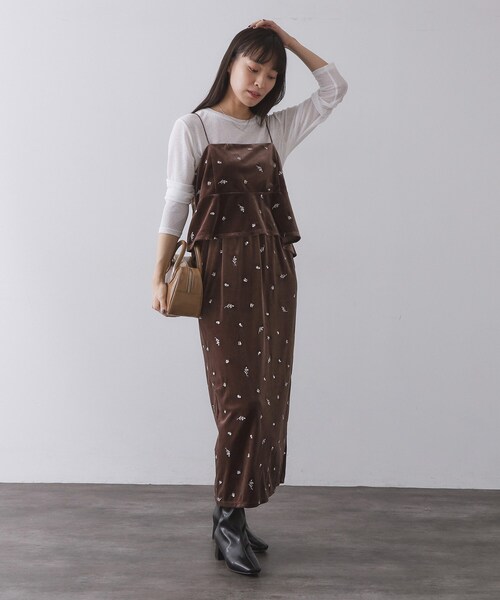 OPAQUE.CLIP（オペークドットクリップ）の「ベロアナロースカート/セットアップ対応可【洗濯機OK】（スカート・レディース・ブラック/ブラウン系1/ワイン系1・40/42/38）」の19枚目の写真