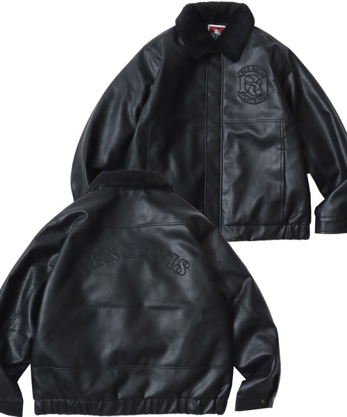 BALL BASIC ブラック レザー 刺繍 カレッジロゴ デザイン スタジャン BALL BASIC ブラック レザー 刺繍 カレッジロゴ デザイン スタジャン