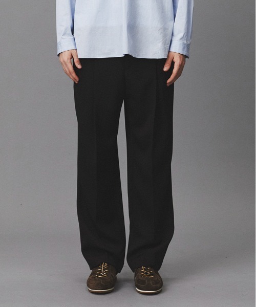 PUBLIC TOKYO（パブリックトウキョウ）の「〈セットアップ対応〉AQUA WOOLカルゼタックスラックス /ストレートパンツ/ストレートスラックス/オフィスカジュアル/ビジネス/通勤（スラックス・メンズ・ダークベージュ/ダークブラウン/ダークネイビー/ヘザーチャコール・1/2/3）」の3枚目の写真