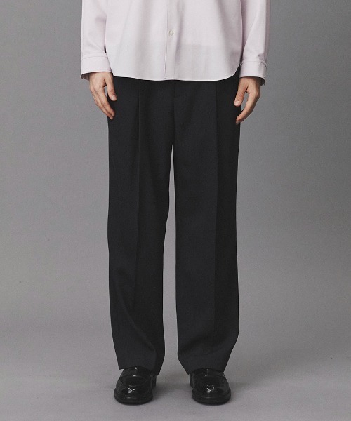 PUBLIC TOKYO（パブリックトウキョウ）の「〈セットアップ対応〉AQUA WOOLカルゼタックスラックス /ストレートパンツ/ストレートスラックス/オフィスカジュアル/ビジネス/通勤（スラックス・メンズ・ダークベージュ/ダークブラウン/ダークネイビー/ヘザーチャコール・1/2/3）」の2枚目の写真