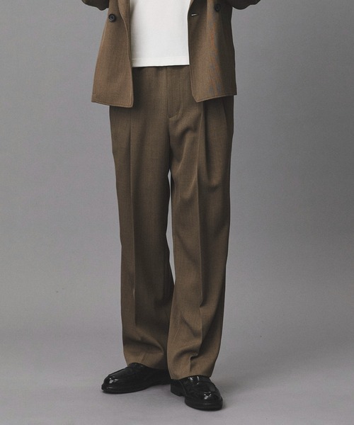 PUBLIC TOKYO（パブリックトウキョウ）の「〈セットアップ対応〉AQUA WOOLカルゼタックスラックス /ストレートパンツ/ストレートスラックス/オフィスカジュアル/ビジネス/通勤（スラックス・メンズ・ダークベージュ/ダークブラウン/ダークネイビー/ヘザーチャコール・1/2/3）」の4枚目の写真