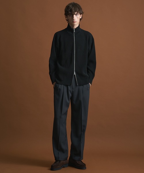 PUBLIC TOKYO（パブリックトウキョウ）の「〈セットアップ対応〉AQUA WOOLカルゼタックスラックス /ストレートパンツ/ストレートスラックス/オフィスカジュアル/ビジネス/通勤（スラックス・メンズ・ダークベージュ/ダークブラウン/ダークネイビー/ヘザーチャコール・1/2/3）」の18枚目の写真