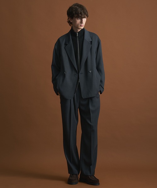 PUBLIC TOKYO（パブリックトウキョウ）の「〈セットアップ対応〉AQUA WOOLカルゼタックスラックス /ストレートパンツ/ストレートスラックス/オフィスカジュアル/ビジネス/通勤（スラックス・メンズ・ダークベージュ/ダークブラウン/ダークネイビー/ヘザーチャコール・1/2/3）」の17枚目の写真