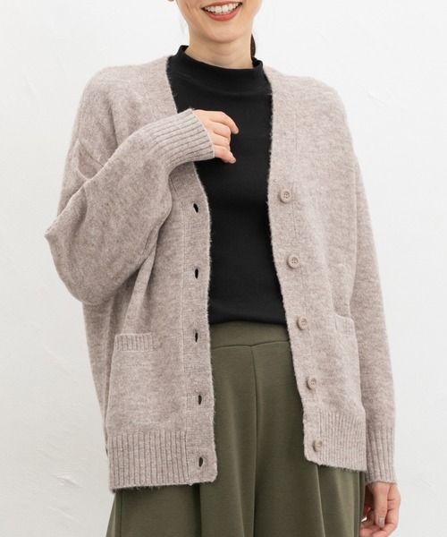 Honeys（ハニーズ）の「Ｖネックカーディガン（カーディガン/ボレロ・レディース・オートミール/ブルー系/杢グレー/ヘザーチャコール/ブラウン系・L/LL/M/S）」の3枚目の写真