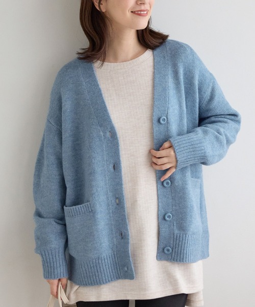 Honeys（ハニーズ）の「Ｖネックカーディガン（カーディガン/ボレロ・レディース・オートミール/ブルー系/杢グレー/ヘザーチャコール/ブラウン系・L/LL/M/S）」の5枚目の写真