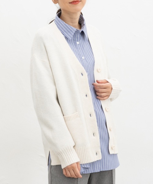 Honeys（ハニーズ）の「Ｖネックカーディガン（カーディガン/ボレロ・レディース・オートミール/ブルー系/杢グレー/ヘザーチャコール/ブラウン系・L/LL/M/S）」の15枚目の写真