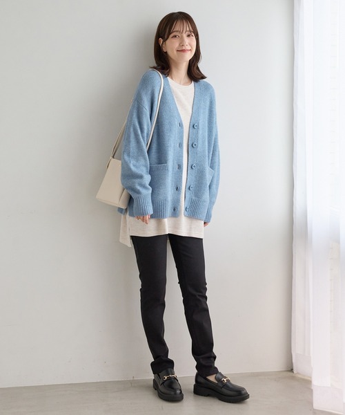 Honeys（ハニーズ）の「Ｖネックカーディガン（カーディガン/ボレロ・レディース・オートミール/ブルー系/杢グレー/ヘザーチャコール/ブラウン系・L/LL/M/S）」の16枚目の写真