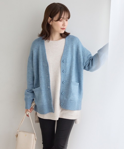 Honeys（ハニーズ）の「Ｖネックカーディガン（カーディガン/ボレロ・レディース・オートミール/ブルー系/杢グレー/ヘザーチャコール/ブラウン系・L/LL/M/S）」の17枚目の写真