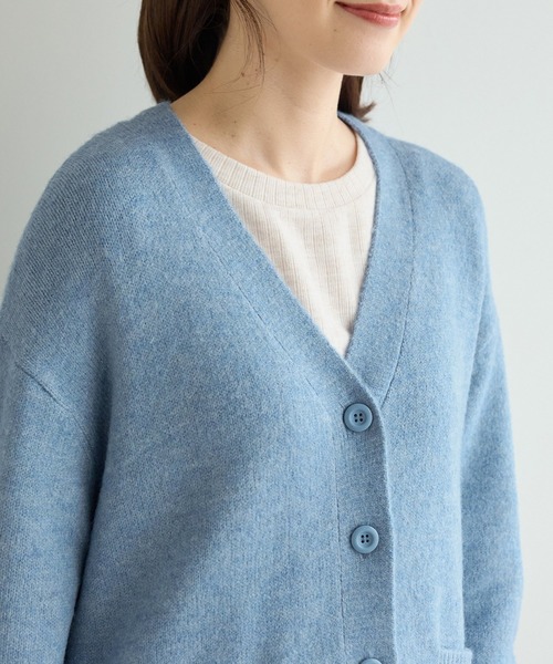 Honeys（ハニーズ）の「Ｖネックカーディガン（カーディガン/ボレロ・レディース・オートミール/ブルー系/杢グレー/ヘザーチャコール/ブラウン系・L/LL/M/S）」の7枚目の写真