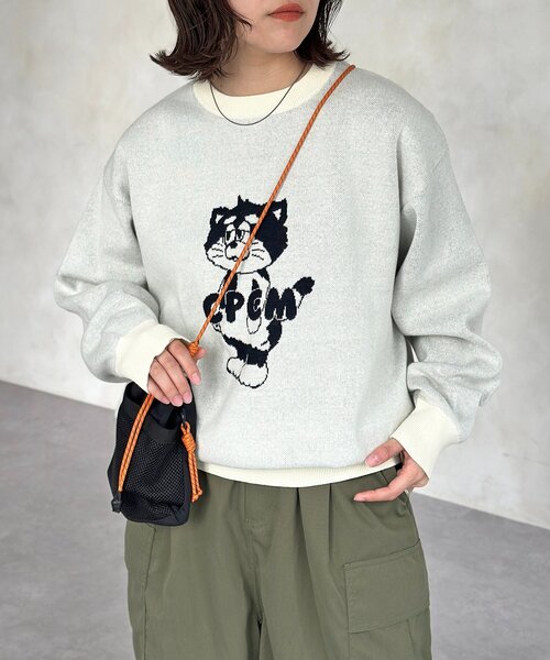 CPCM（シーピーシーエム）の「【ANYMAL】マスコットキャラスウェットライクニット（ニット/セーター・レディース・アイボリー/ブラウン/グリーン/ネイビー・MEDIUM/LARGE）」の2枚目の写真