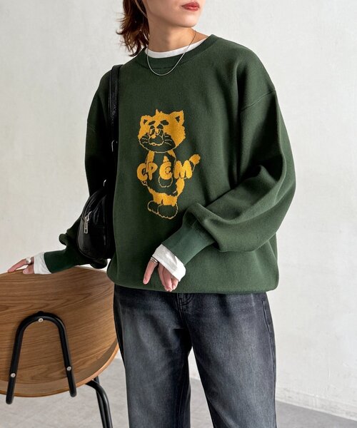CPCM（シーピーシーエム）の「【ANYMAL】マスコットキャラスウェットライクニット（ニット/セーター・レディース・アイボリー/ブラウン/グリーン/ネイビー・MEDIUM/LARGE）」の10枚目の写真