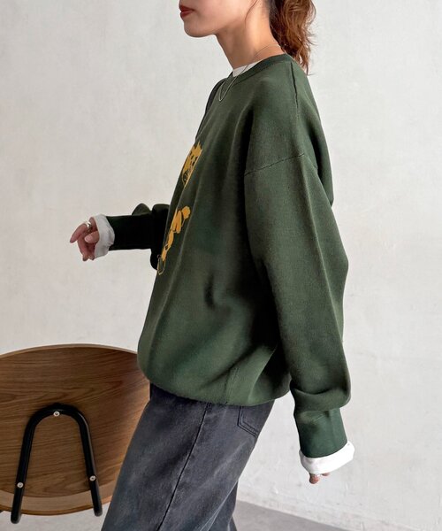 CPCM（シーピーシーエム）の「【ANYMAL】マスコットキャラスウェットライクニット（ニット/セーター・レディース・アイボリー/ブラウン/グリーン/ネイビー・MEDIUM/LARGE）」の11枚目の写真